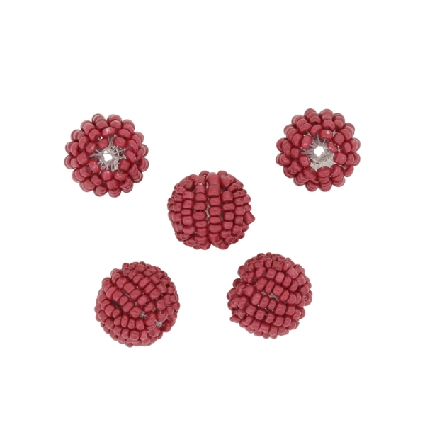 GLASS BEADS - SEED BEADED BALL 2mm - 15x16mm - SOLID - BORDEAUX - PACKAGE 120pcs. Hole-3.5mm