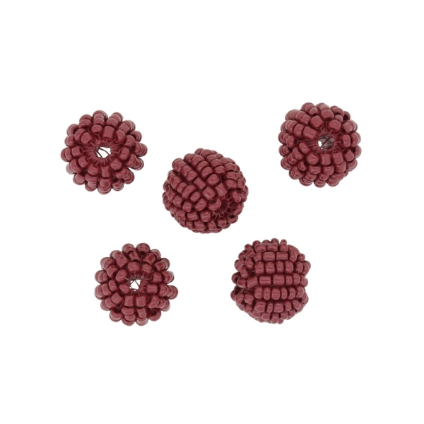 GLASS BEADS - SEED BEADED BALL 2mm - 15x16mm - SOLID - BORDEAUX (DARK) - PACKAGE 120pcs. Hole-3.5mm