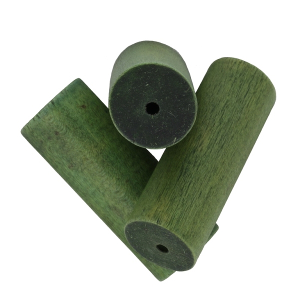 WOODEN BEADS - CYLINDER SHAPED - 50х19mm GREEN - 30pcs. Hole:3.0mm