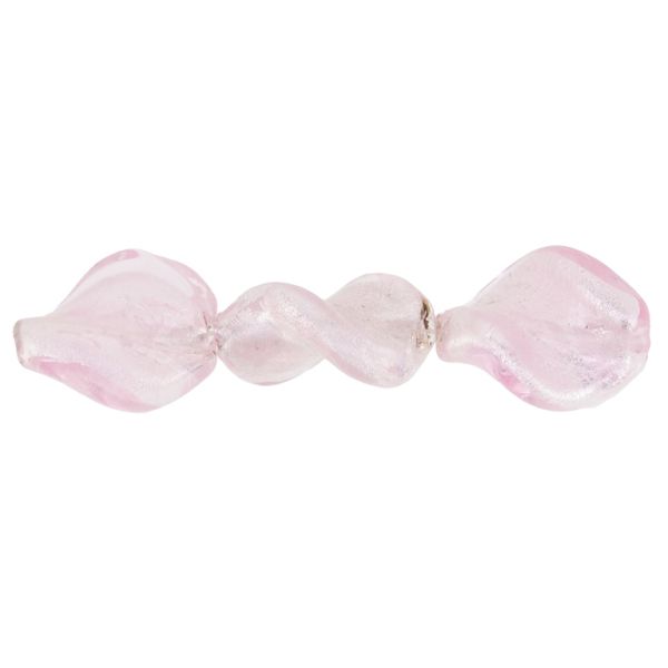 GLASS BEADS - MURANO STYLE - OVAL WAVE WITH SILVER FILLING - 19х16mm PINK (LIGHT) - 25pcs. Hole:1.5mm