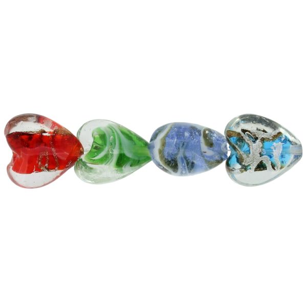 GLASS BEADS - MURANO STYLE - HEART 01 - 20х20х13mm MIX - 15pcs. Hole:1.5mm