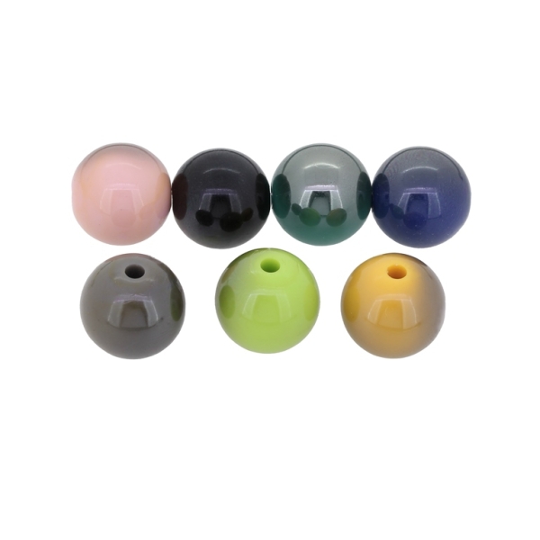 PLASTIC BEADS - HIGH GLOSS - BALL - 16mm MIX - 50 g Hole-2.5mm (22 pcs.)