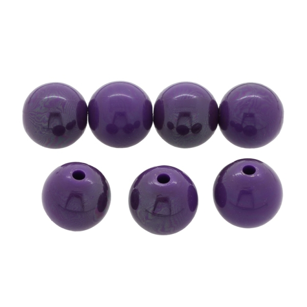 PLASTIC BEADS - HIGH GLOSS - BALL - 18mm PURPLE (DARK) ВА09 - 500 g Hole-2.8mm (150 pcs.)