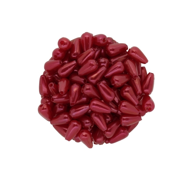 ACRYLIC IMITATION PLASTIC PEARLS - DROP - 10x6mm RED 41 - PACKAGE 500g Hole-1.6mm (3400pcs.)