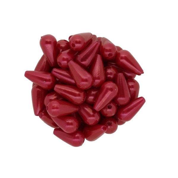 PLASTIC PEARLS - DROP - 15х8mm RED 41 - 50 g Hole-2.0mm (120 pcs.)