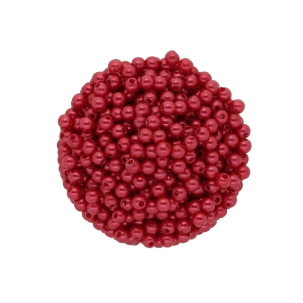 ACRYLIC IMITATION PLASTIC PEARLS - BALL - 4mm RED 41 - 50g Hole-1.5mm (1830 pcs.)