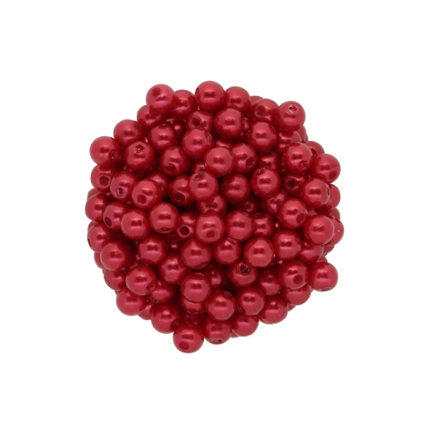 ACRYLIC IMITATION PLASTIC PEARLS - BALL - 6mm RED 41 - PACKAGE 500g Hole-2.0mm (4800 pcs.)