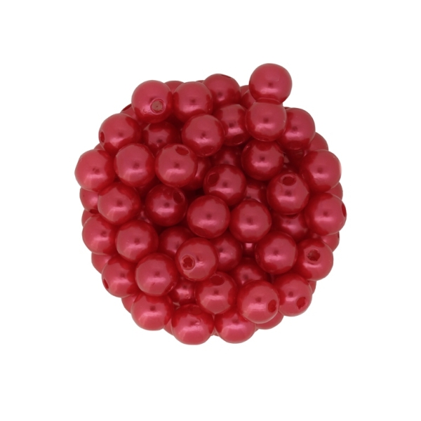 ACRYLIC IMITATION PLASTIC PEARLS - BALL - 8mm RED - PACKAGE 500g Hole-2.5mm (2100 pcs.)