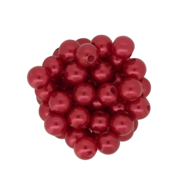 ACRYLIC IMITATION PLASTIC PEARLS - BALL - 10mm RED 41 - 50g Hole-2.8mm (90 pcs.)