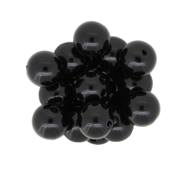 ACRYLIC IMITATION PLASTIC PEARLS - BALL - 16mm BLACK 03 - 50g Hole-3.5mm (25pcs.)