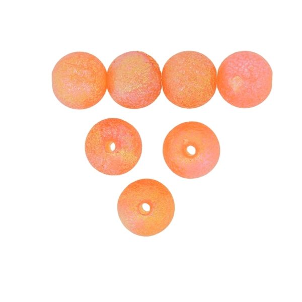 TRANSPARENT PLASTIC BEADS WITH COATING - STARDUST - BALL - 12mm ORANGE - 500g Hole-2.4mm (585 pcs.)