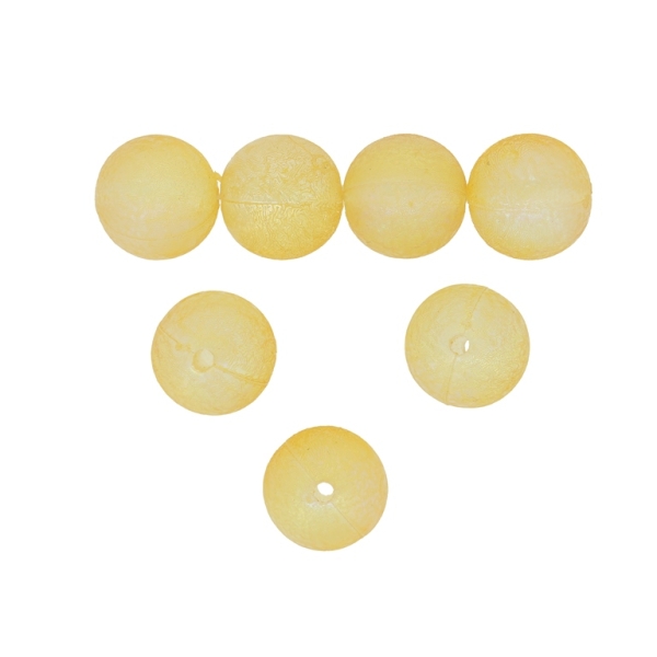 TRANSPARENT PLASTIC BEADS WITH COATING - STARDUST - BALL - 12mm AMBER (LIGHT) - 500g Hole-2.0mm (565 pcs.)