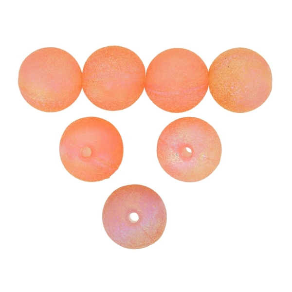 TRANSPARENT PLASTIC BEADS WITH COATING - STARDUST - BALL - 14mm ORANGE - 500g Hole-2.4mm (370 pcs.)