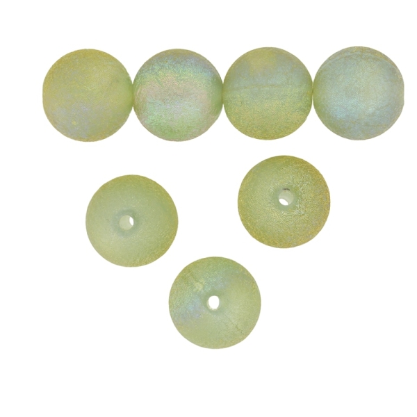 TRANSPARENT PLASTIC BEADS WITH COATING - STARDUST - BALL - 14mm GREEN MILITARY - 500g Hole-2.4mm (370 pcs.)