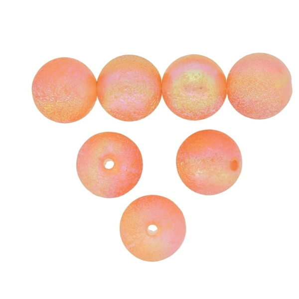 TRANSPARENT PLASTIC BEADS WITH COATING - STARDUST - BALL - 14mm ORANGE 02 - 500g Hole-2.4mm (370 pcs.)