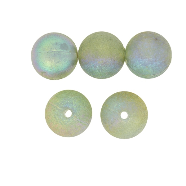 TRANSPARENT PLASTIC BEADS WITH COATING - STARDUST - BALL - 16mm GREEN MILITARY (DARK) - 50g Hole-2.8mm (24 pcs.)