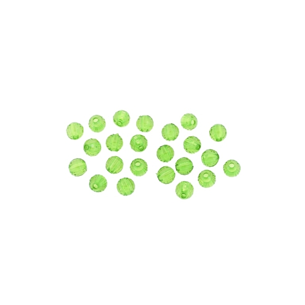 TRANSPARENT PLASTIC BEADS - BALL FACETED - 6mm GREEN (LIGHT) V34 - PACKAGE 500g Hole-1.8mm (4200pcs.)