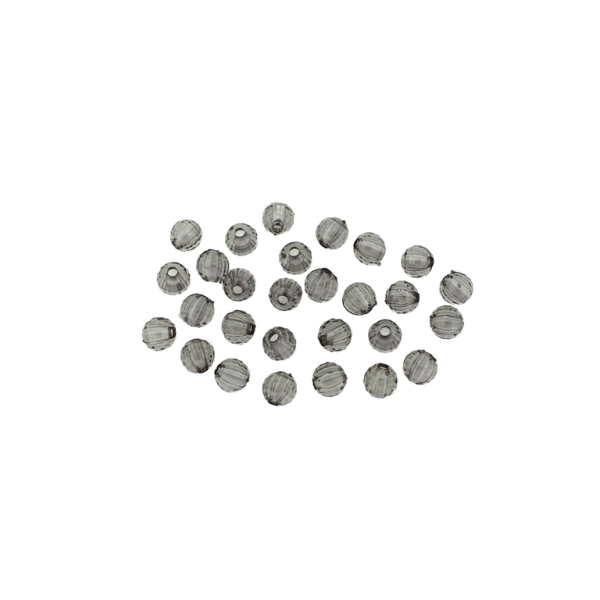 TRANSPARENT PLASTIC BEADS - BALL FACETED - 6mm GRAY V70 - 50g Hole-1.8mm (420pcs.)