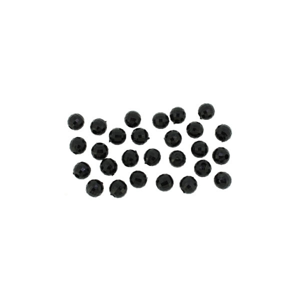 TRANSPARENT PLASTIC BEADS - BALL FACETED - 6mm BLACK V72 - 50g Hole-1.8mm (440pcs.)