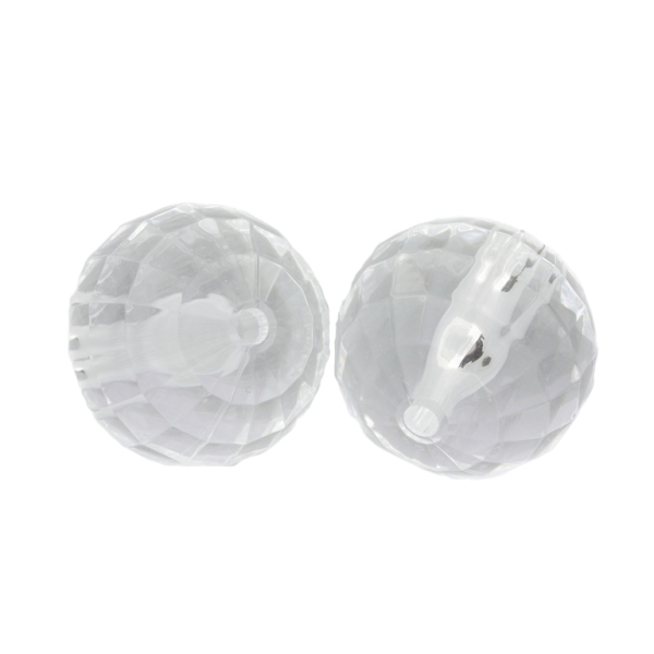 TRANSPARENT PLASTIC BEADS - BALL FACETED - 30mm WHITE V01 - 50g Hole-4.5mm (3pcs.)