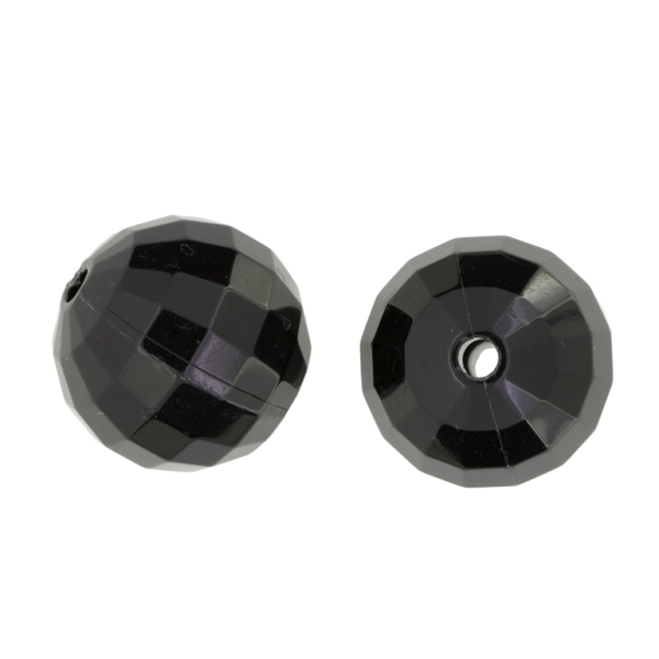 TRANSPARENT PLASTIC BEADS - BALL FACETED - 30mm BLACK V72 - PACKAGE 500g Hole-4.5mm (32pcs.)