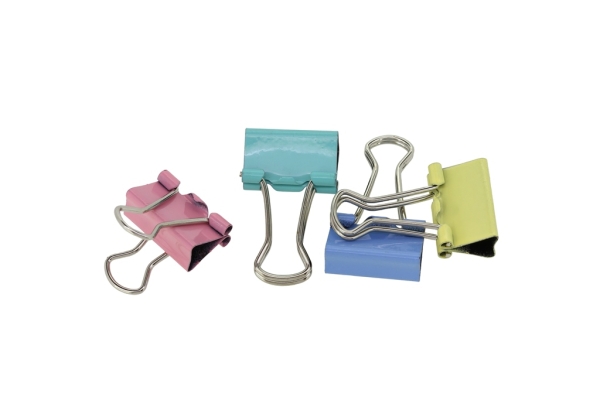 OFFICE ACCESSORIES - METAL CLAMP FOR DECORATION AND PAPER - 15x26mm COLORED - MIX - PACKAGE 100pcs.