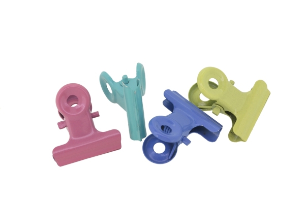 OFFICE ACCESSORIES - METAL CLAMP WITH SPRING FOR DECORATION AND PAPER - 22x24mm COLORED - MIX - PACKAGE 50pcs.