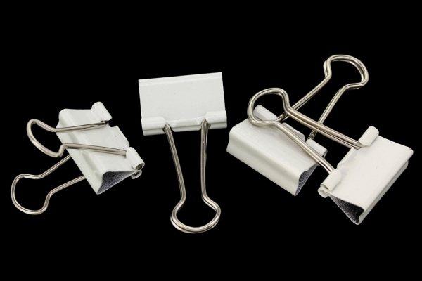 OFFICE ACCESSORIES - METAL CLAMP FOR DECORATION AND PAPER - 19x37mm WHITE - PACKAGE 50pcs.