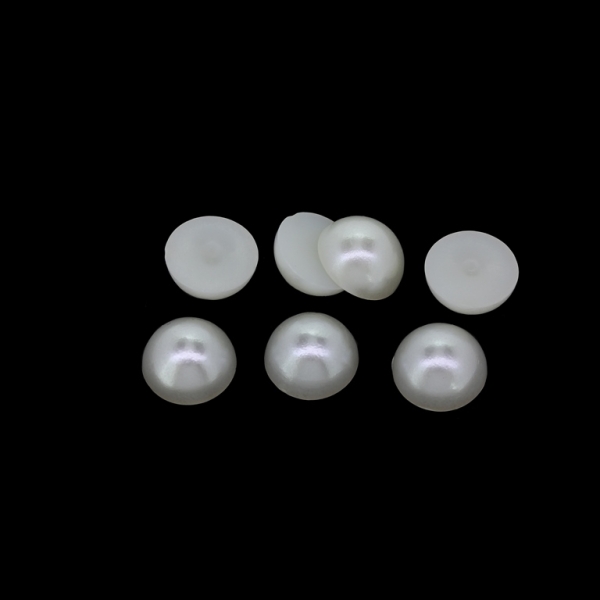 ADHESIVE BEADS - PLASTIC PEARLS - HEMISPHERE - 10x5mm WHITE 09 - 20g (69 pcs.)