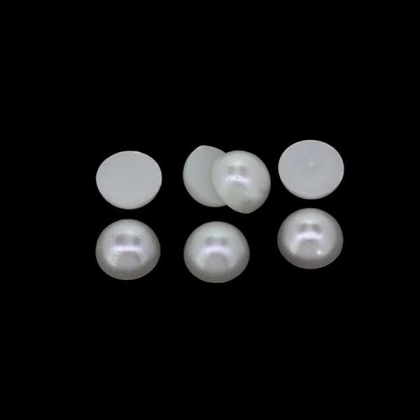 ADHESIVE BEADS - PLASTIC PEARLS - HEMISPHERE - 10x5mm WHITE 05 - PACKAGE 250g (975pcs.)