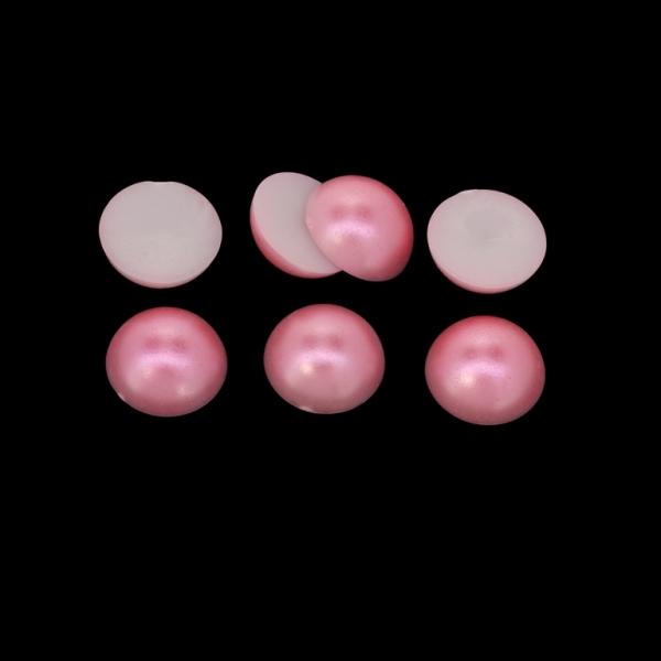 ADHESIVE BEADS - PLASTIC PEARLS - HEMISPHERE - 12x5mm PINK (LIGHT) 30 - PACKAGE 250g (600pcs.)