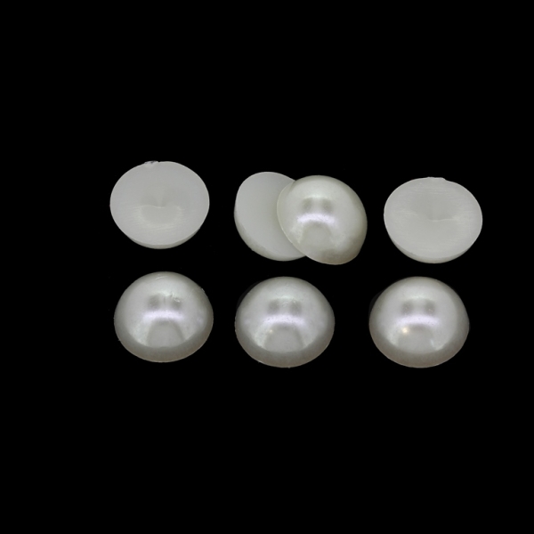 ADHESIVE BEADS - PLASTIC PEARLS - HEMISPHERE - 12x5mm WHITE 04 - PACKAGE 250g (650pcs.)