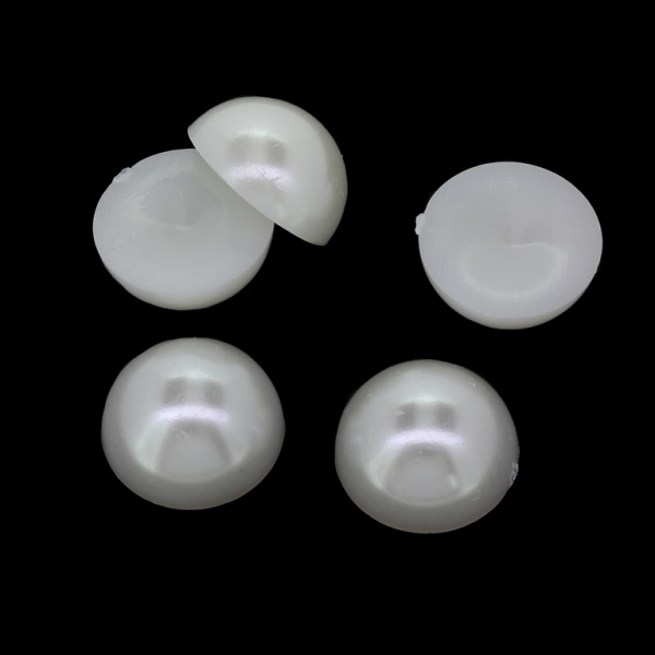 ADHESIVE BEADS - PLASTIC PEARLS - HEMISPHERE - 18x8.5mm WHITE 09 - PACKAGE 250g (170pcs.)