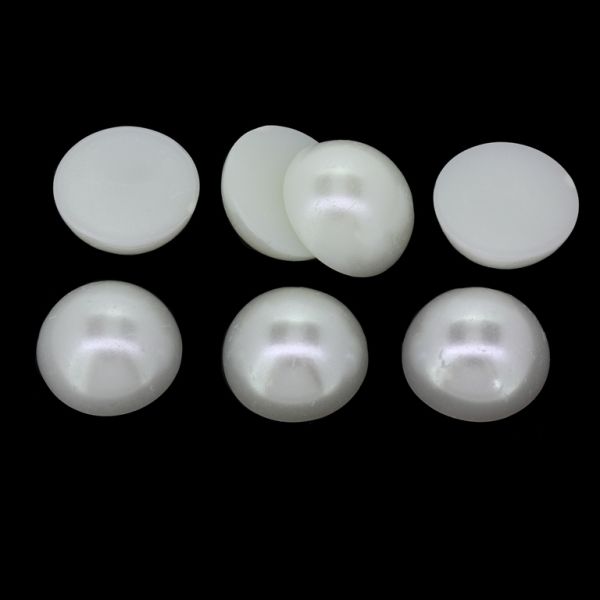 ADHESIVE BEADS - PLASTIC PEARLS - HEMISPHERE - 16x7mm WHITE 09 - PACKAGE 250g (260pcs.)