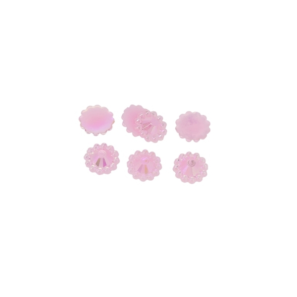 ADHESIVE BEADS - PLASTIC PEARLS - FLOWERS FACETED - 8x2mm PINK AB 42 - PACKAGE 250g (4750pcs.)