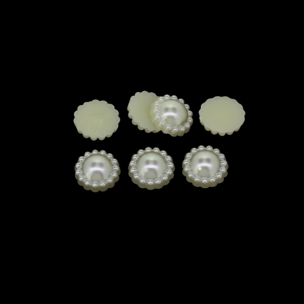 ADHESIVE BEADS - PLASTIC PEARLS - FLOWERS - 10x4mm ECRU 17 - PACKAGE 250g (1450pcs.)