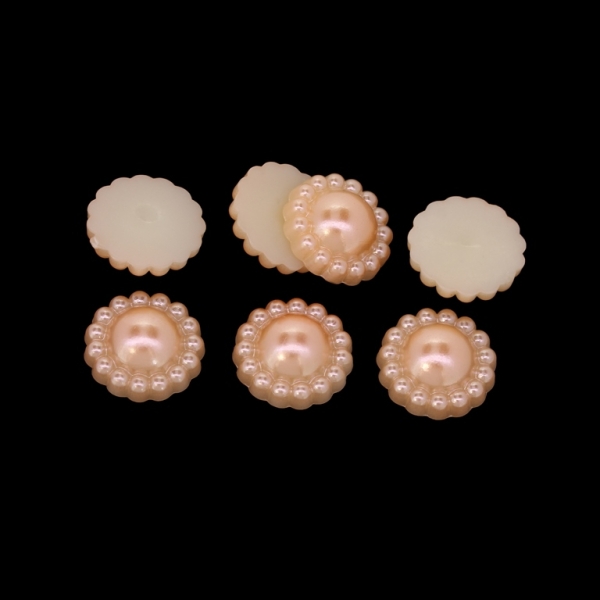 ADHESIVE BEADS - PLASTIC PEARLS - FLOWERS - 13x5mm PEACH 45 - PACKAGE 250g (710pcs.)