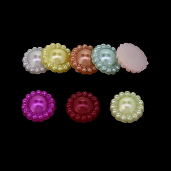 ADHESIVE BEADS - PLASTIC PEARLS - FLOWERS - 13x5mm MIX 46 - 20g (55 pcs.)