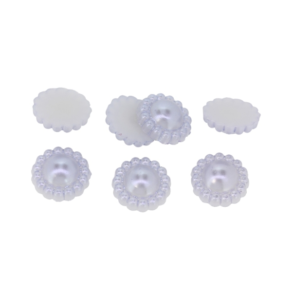 ADHESIVE BEADS - PLASTIC PEARLS - FLOWERS - 13x5mm PURPLE (LIGHT) 48 - 20g (48 pcs.)