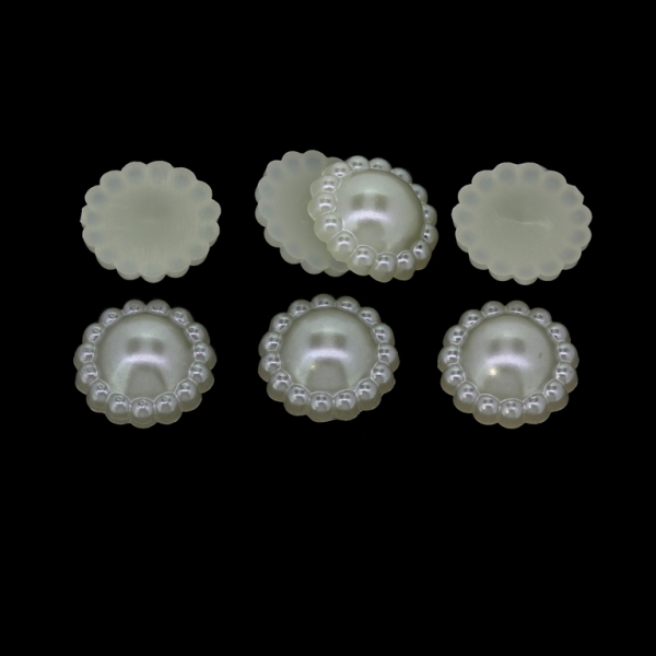 ADHESIVE BEADS - PLASTIC PEARLS - FLOWERS - 14x5mm ECRU 19 - PACKAGE 250g (620pcs.)