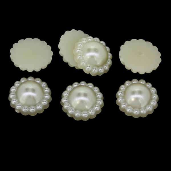 ADHESIVE BEADS - PLASTIC PEARLS - FLOWERS - 16x6mm ECRU 14 - PACKAGE 250g (360pcs.)