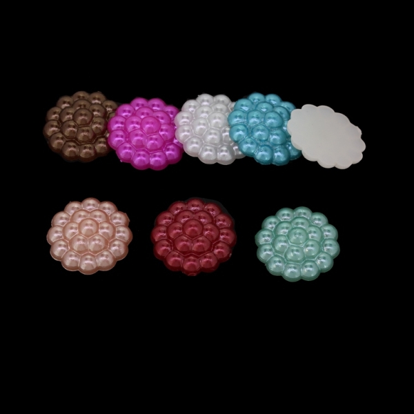 ADHESIVE BEADS - PLASTIC PEARLS - RASPBERRY - 13x4mm MIX 46 - PACKAGE 250g (780pcs.)