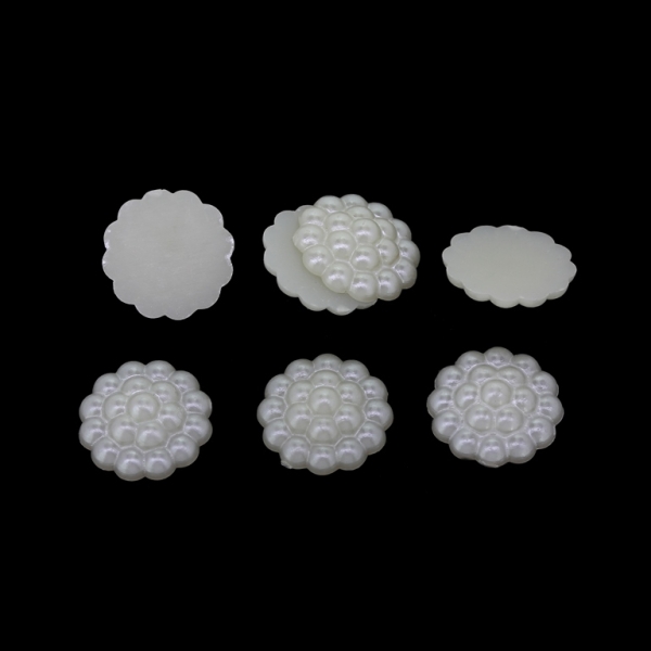 ADHESIVE BEADS - PLASTIC PEARLS - RASPBERRY - 13x4mm WHITE 03 - PACKAGE 250g (780pcs.)