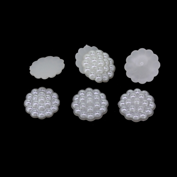 ADHESIVE BEADS - PLASTIC PEARLS - RASPBERRY - 13x4mm WHITE 08 - 20g (62 pcs.)