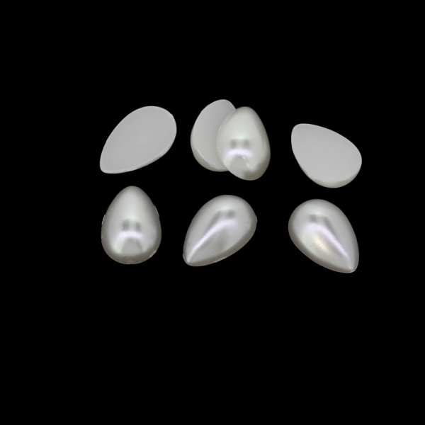 ADHESIVE BEADS - PLASTIC PEARLS - DROP - 14x9x5mm WHITE 08 - 20g (68 pcs.)