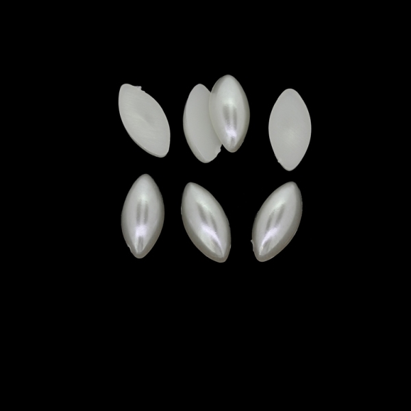 ADHESIVE BEADS - PLASTIC PEARLS - CAT'S EYE - 15x6.5x3mm WHITE 04 - PACKAGE 250g (1270pcs.)