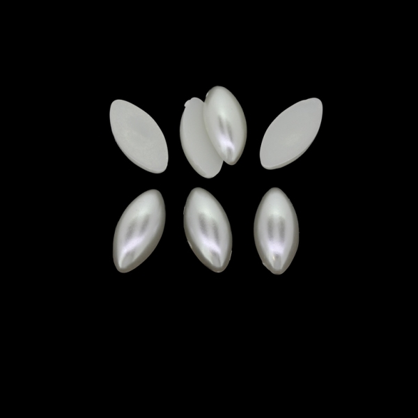 ADHESIVE BEADS - PLASTIC PEARLS - CAT'S EYE - 15x6.5x3mm WHITE 09 - PACKAGE 250g (1270pcs.)