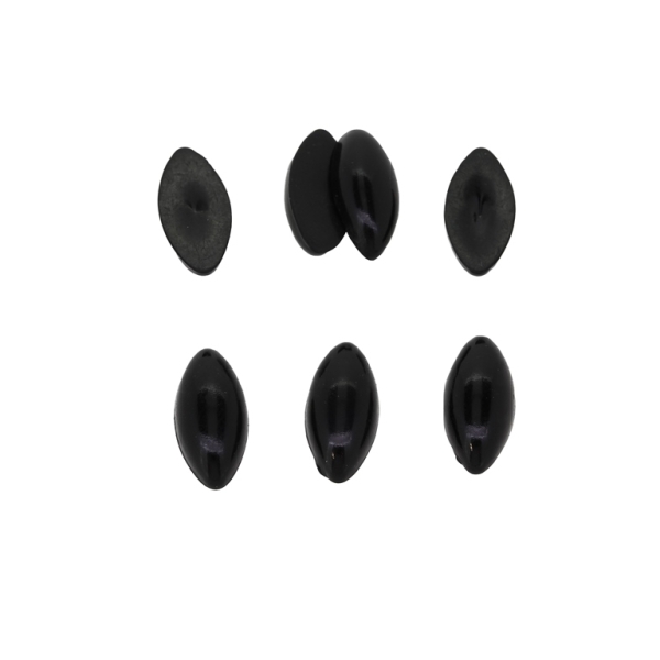 ADHESIVE BEADS - PLASTIC PEARLS - CAT'S EYE - 15x6.5x3mm BLACK 25 - PACKAGE 250g (1270pcs.)