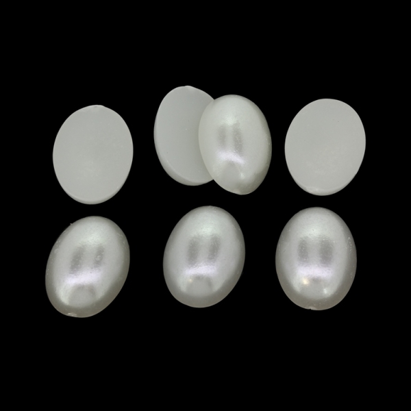 ADHESIVE BEADS - PLASTIC PEARLS - OVAL - 17x13x6mm WHITE 08 - PACKAGE 250g (340pcs.)