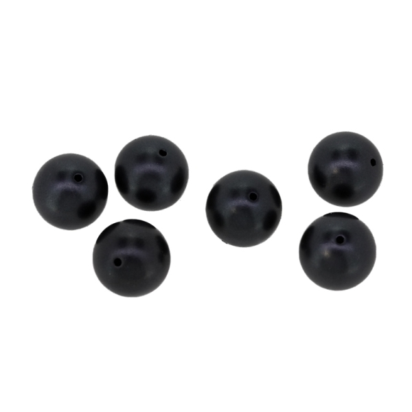 ADHESIVE BEADS - PLASTIC PEARLS - BALL 12mm BLACK MATTE 68 - PACKAGE 250g (280pcs.) Hole-1.0mm